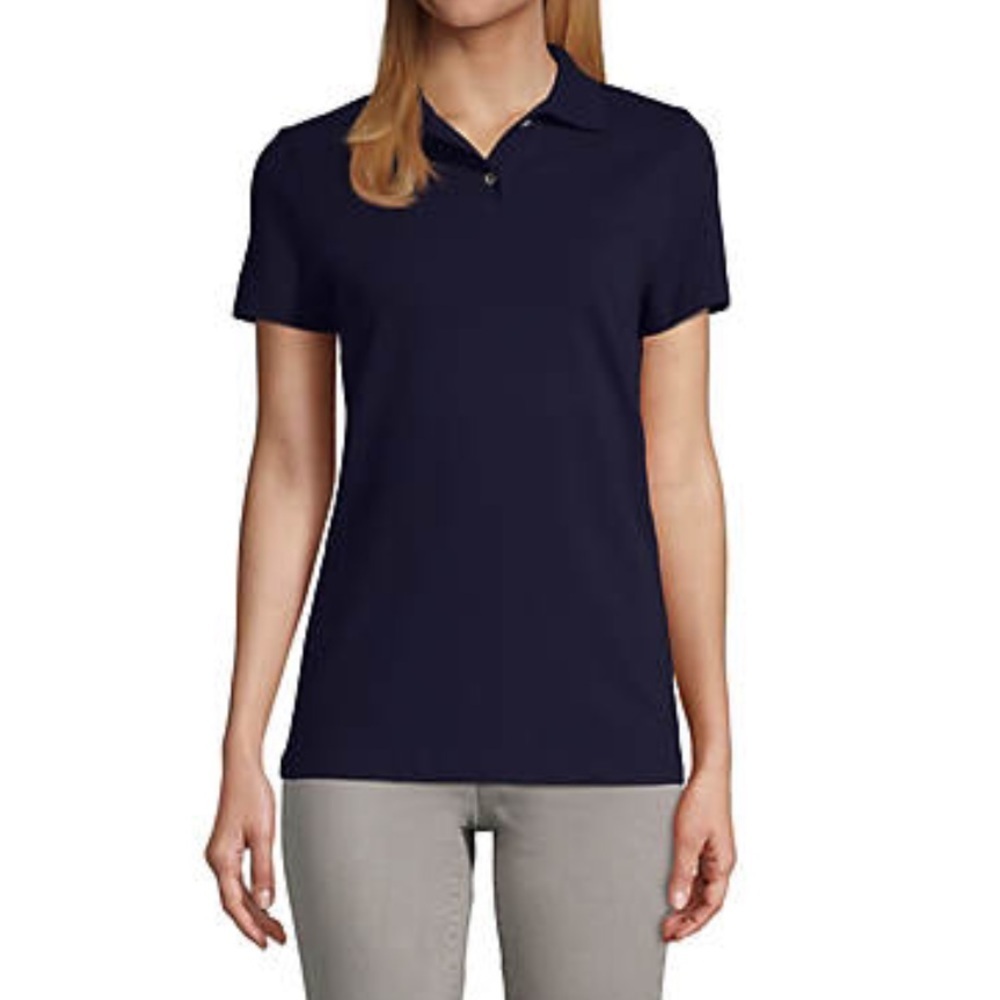 New Lands End Women's Short Sleeve Basic Mesh Polo Shirt